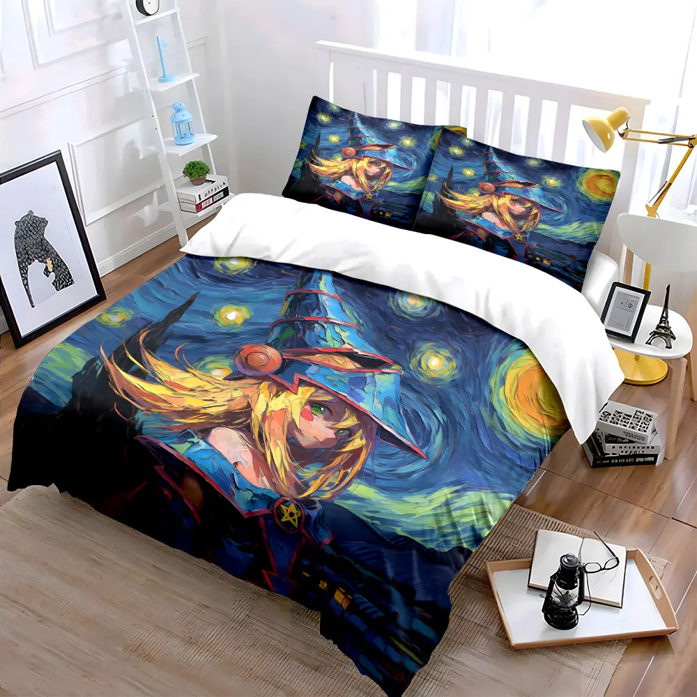Fantasy Witch Painting Decor Set Bedding Set with 1 Duvet Cover 2 Pillowcases Single Double King Queen, Gift