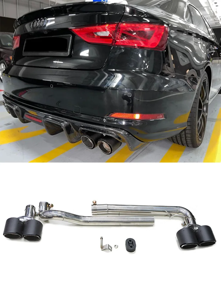 1 Set Weld-On Quad Uitlaatpijpjes VOOR Audi A3 8V 2013-2020 Sedan/Sportback S3 Style Decoratieve Uitlaatpijp Conversie - afbeelding 2