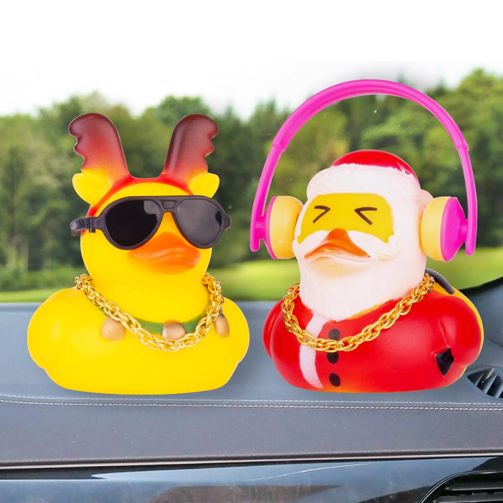 Christmas Rubber Duck Car Duck Dashboard Ornaments Yellow Duck Car Dashboard Decorations for Christmas Decor Car Duck