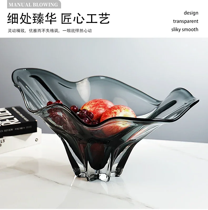 Glazed wavy edge lotus leaf fruit plate light luxury irregular dried fruit candy plate