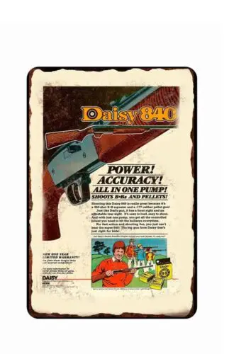 1950s Daisy Rifle Advertising  Retro Posger Art All Metal Tin Sign  8 x 12