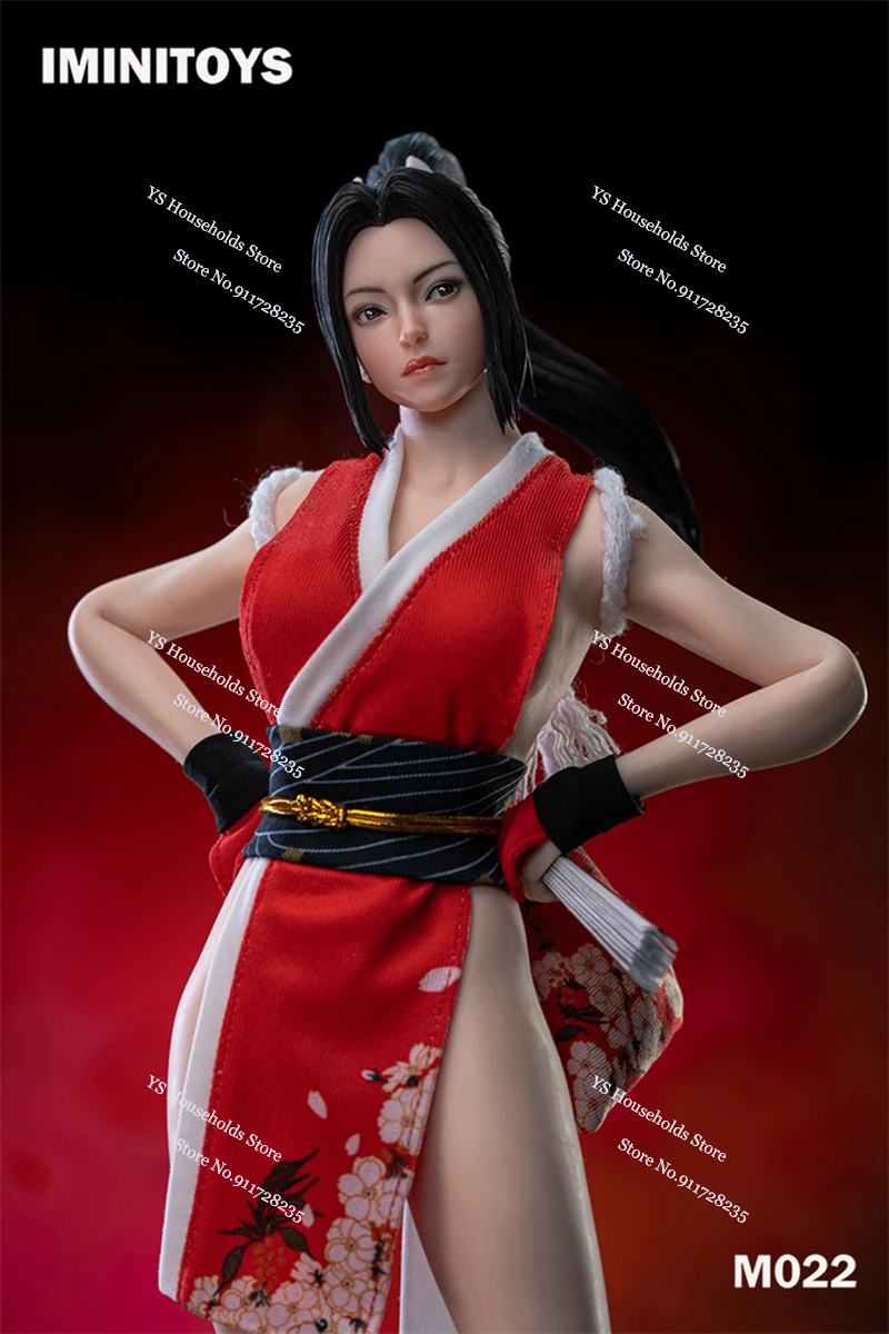 Iminitoys M022 1/6 Schoonheid Meisje Mai Shiranui Beweegbare Oog Head Sculpt Rode Jurk Fan Model Set Accessoire Voor 12 "vrouwelijke Figuur Lichaam