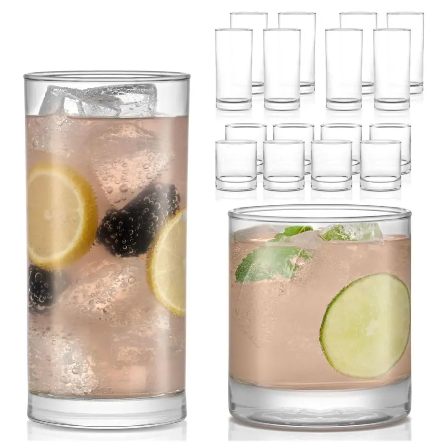 

Province Tumbler and Rocks Glass Set, Elegant Drinkware Glasses Set, Tall Drinking Glasses with Modern Lines, Dishwasher Safe Dr