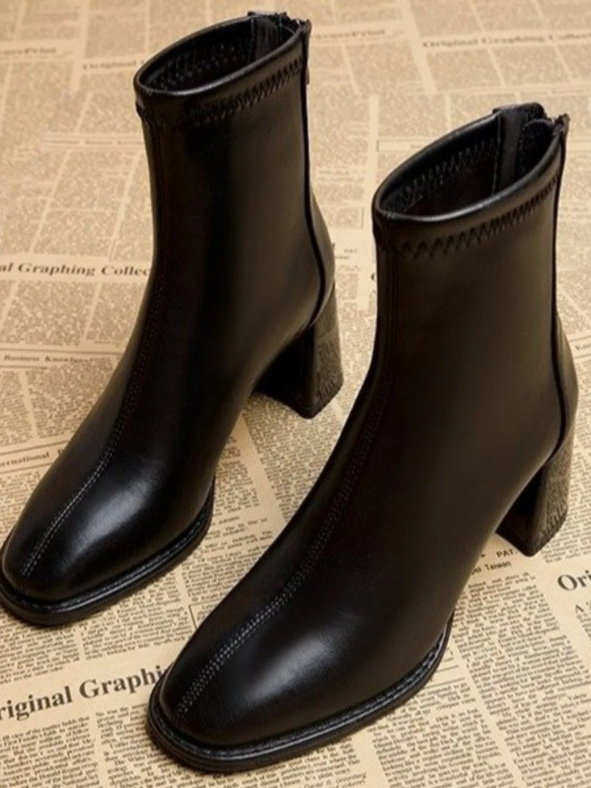 

Faionable Boots, женские узкие ботинки на высоком каблуке, осень-зима, новые ботинки на массивном каблуке с застежкой-молнией Ba с квадратной головкой