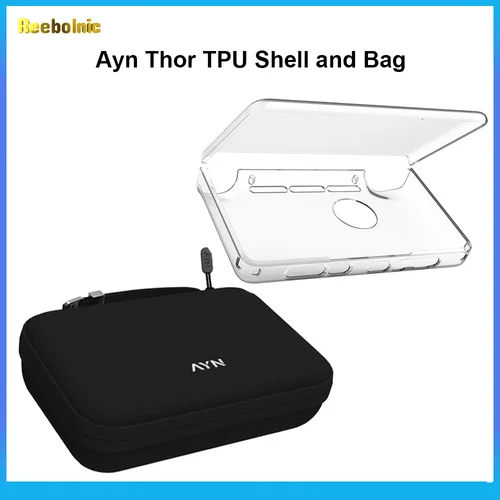 Imagen 1 del producto Reebolnic Ayn Thor carcasa de TPU y bolsa negra para consola de juegos con tapa de doble pantalla AYN THOR bolsa de almacenamiento de accesorios oficiales portátil