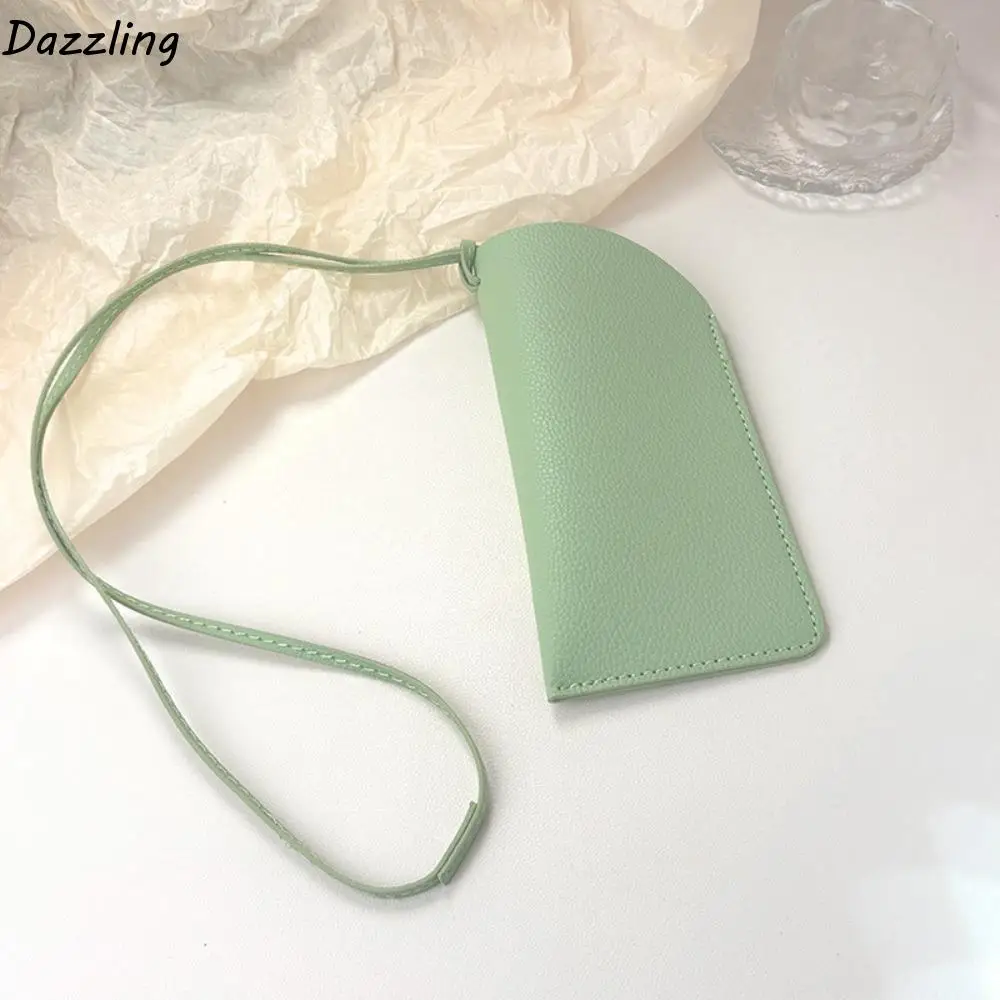

Hanging Neck PU Leather Glasses Bag Sunglasses Pouch with Hanging Buckle Glasses Storage Bag Eyewear Protector Case Korean Style