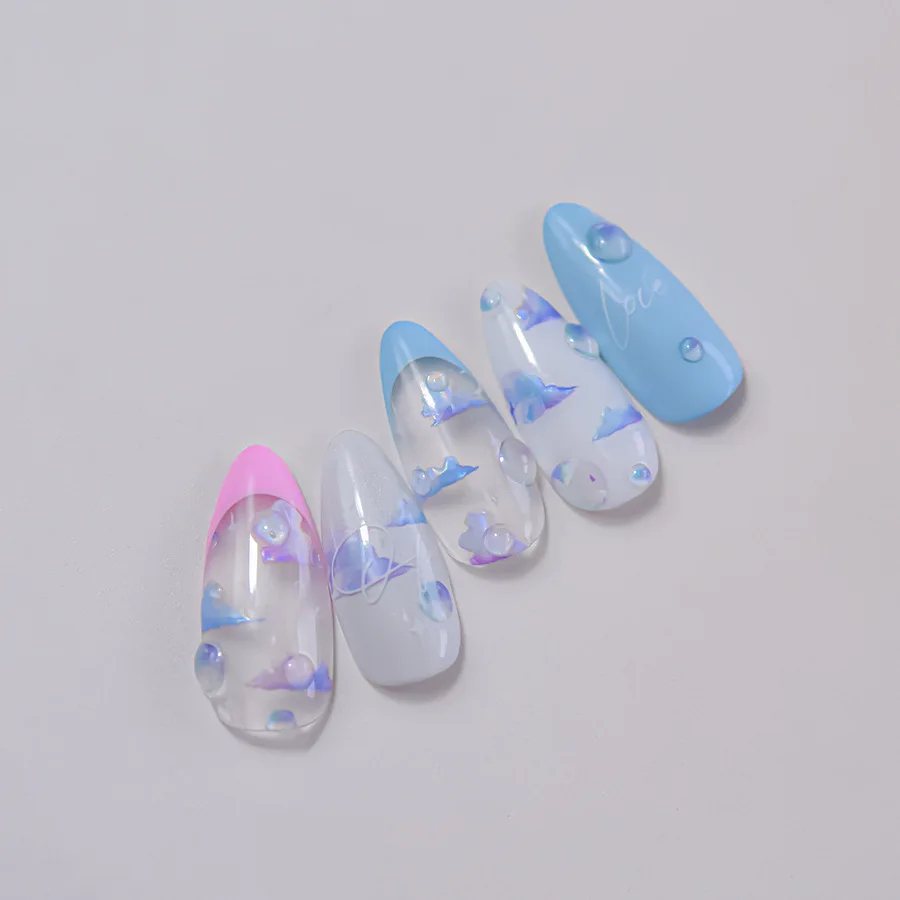 1 조각 5D 여름 네일 스티커 고품질 양각 반짝 이는 꿈꾸는 구름 해파리 버블 디자인 장식 네일 아트 스티커