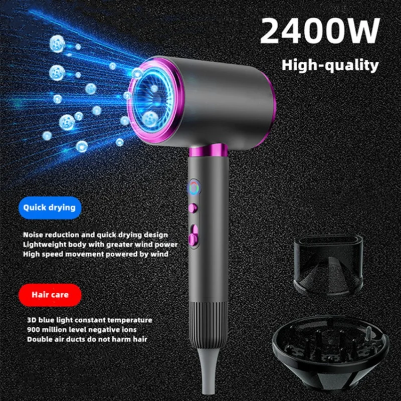 2024 Popular High Speed Hair Dryer Cold and Hot Air Silent Blue Light Negative Ion Home Hair Salon High Power Hair Dryer