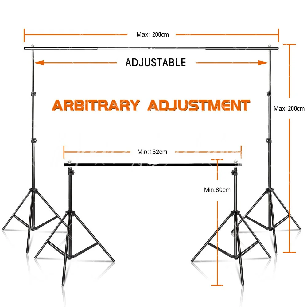 [USA Stock] 6.5X6.5FT Adjustable Background Stand Photo Studio Backdrop Black Frame for shooting, Photography, Weddings, Parties