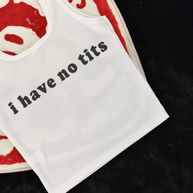 Letra branca casual estampada colete de malha feminino, moda Harajuku, streetwear, camiseta sem mangas, roupa Y2K, regatas, anos 90, novo