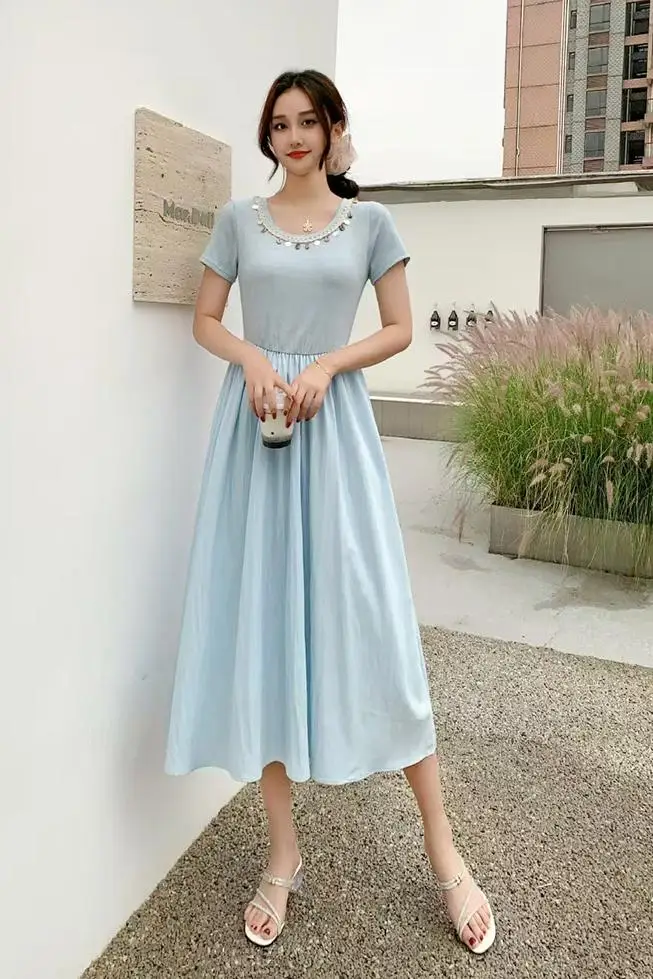 2025 Estate nuovo scollo a V sottile casual vestito lungo sottile Boho Beach Holiday