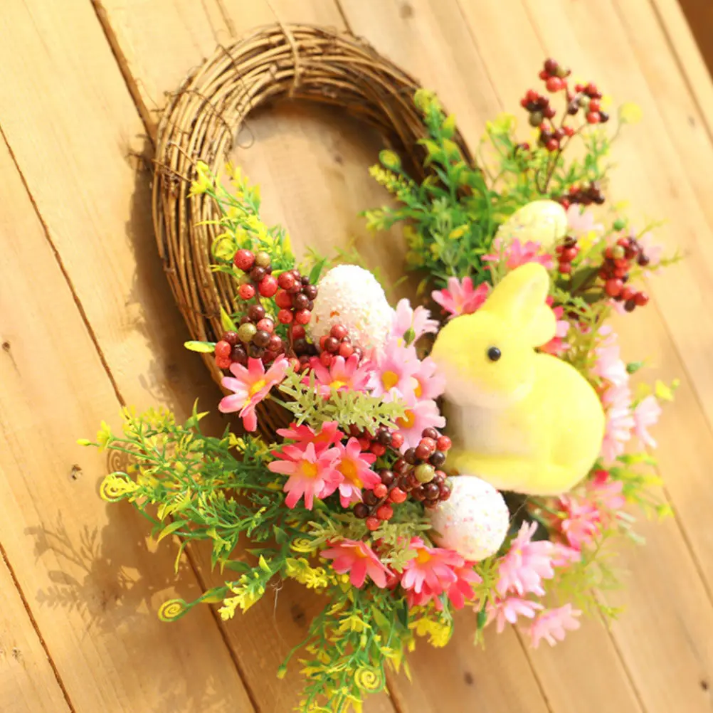 

Easter Wreath Glowing Hanging Decor Premium Realistic Door Pendant Festival Scene Decorative Lamp Powered