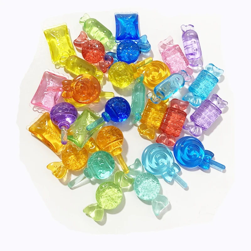 30 piezas de acrílico transparente de colores para juegos de mesa, 30-40mm, forma de caramelo, accesorios