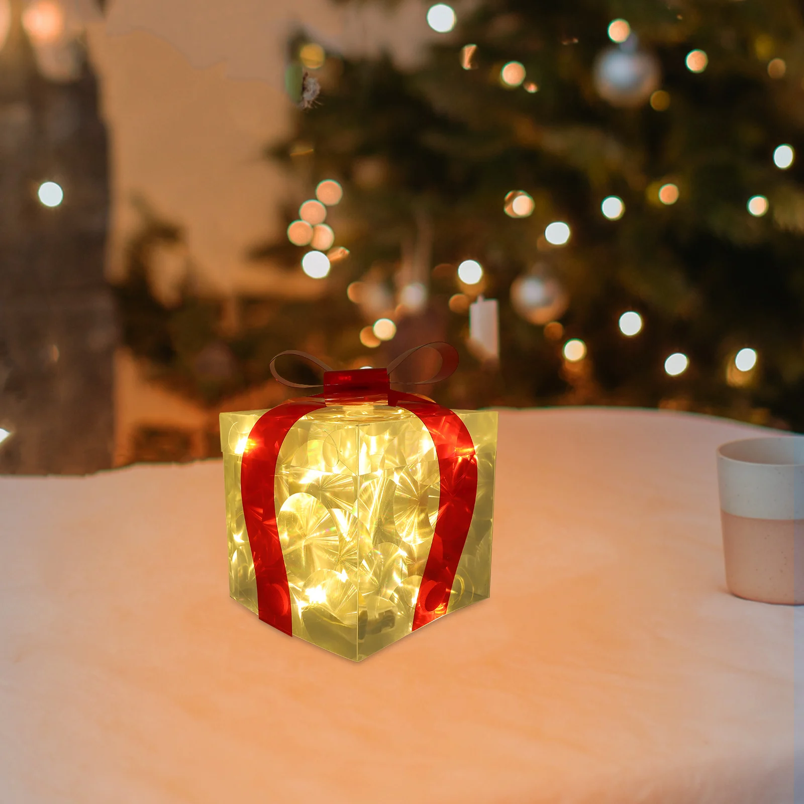 con cubierta Caja de luz navideña Cajas para bebés Decoración Pvc Regalos iluminados al aire libre