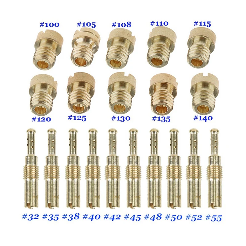 40Pcs Carburetor Main Jet Kit & 40Pcs Slow/Pilot Jet For PWK Keihin OKO CVK PWM NSR KSR PWM Motorcycle Carburetor