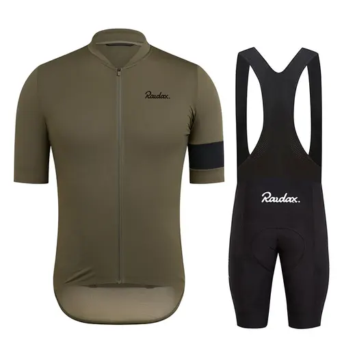 Imagen 2 del producto Raudax-Conjunto de Jersey de Ciclismo de manga corta para Hombre, Ropa de Ciclismo para Hombre, pantalones cortos con pechera para triatlón, uniforme para bicicleta