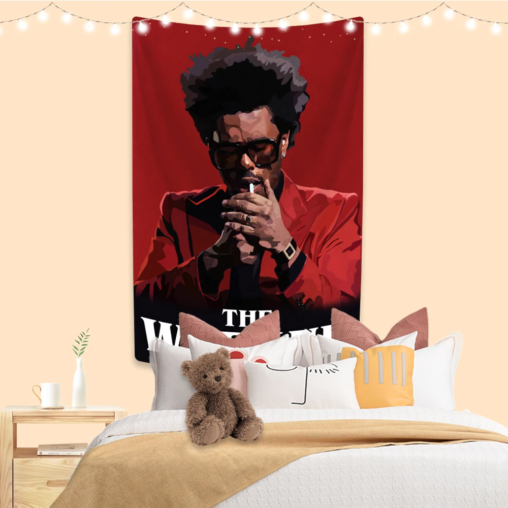 Rapper Singer Tapestry The Weeknd Printed Dorm Background Cloth Home Decorations For Living Room Wall Hanging Blanket