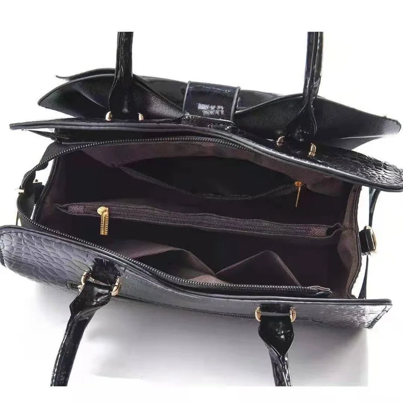 New Women's Bag Fashionable Candy-colored Bow Single Shoulder Diagonal Span Handbag Simple Stone Pattern Commuting Women's Bag
