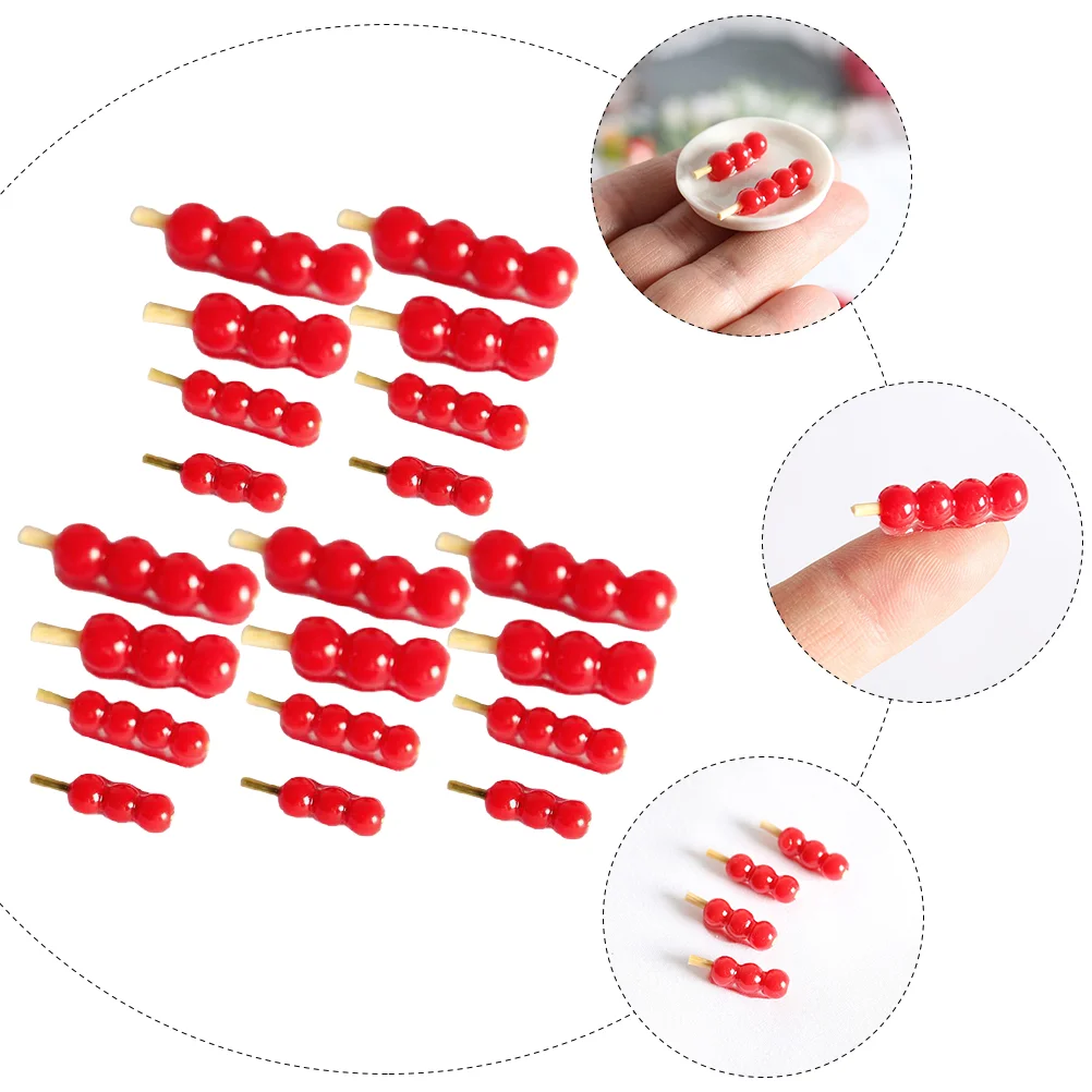 

20Pcs Simulation Candied Haws Creative Kid Photography Props Mini House Accessories Fake Candy Gourd Candy Gourd Model