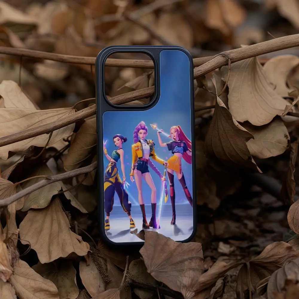 

D-Demons Kpop H-Hunters Phone Case For iPhone 17 16 15 14 13 12 Pro Max Plus Black Frame Acrylic Carbon Fiber Hard Shell