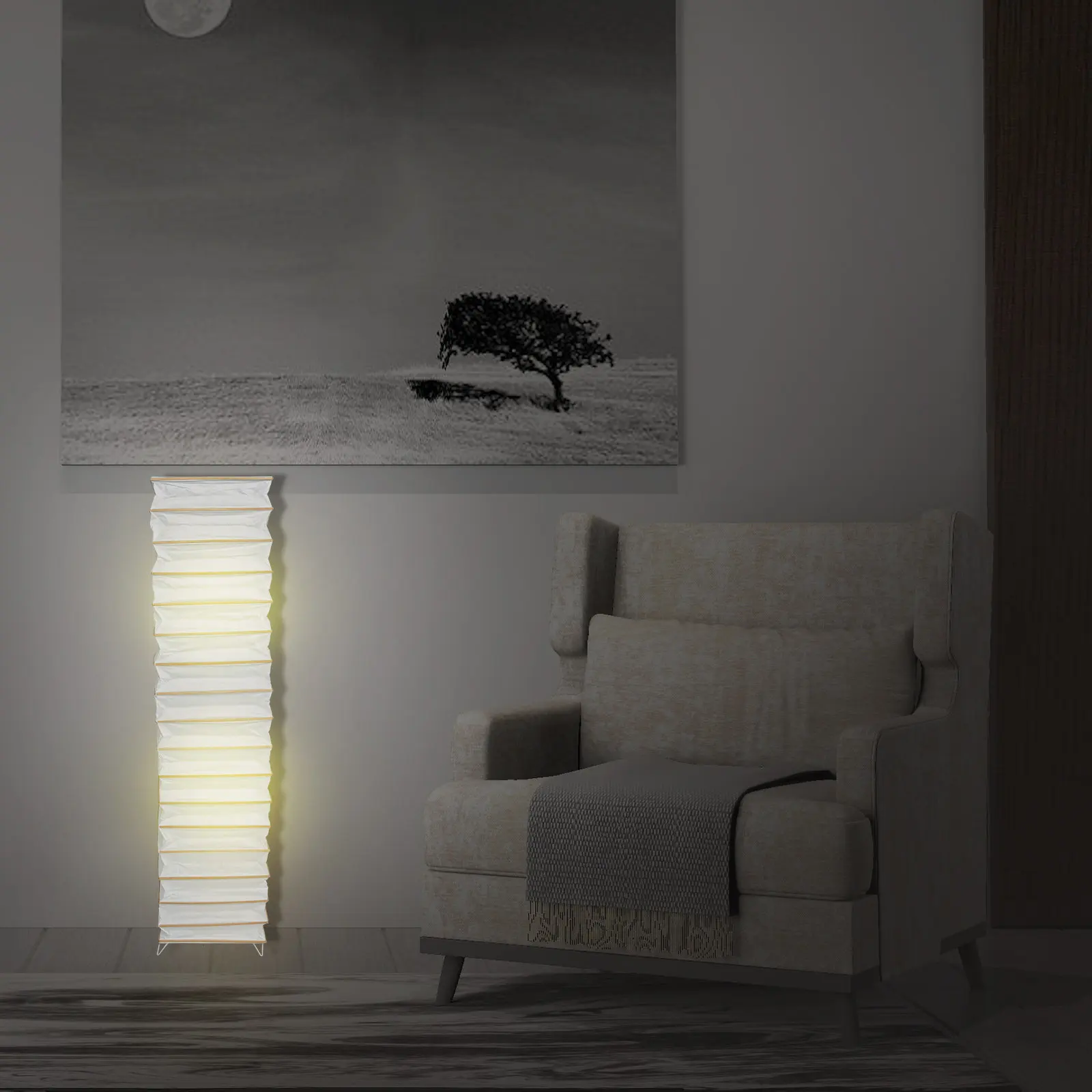 

Современный простой бумажный абажур для напольного светильника, вертикальный кожух для дома, отеля, общежития, декоративное решение для освещения