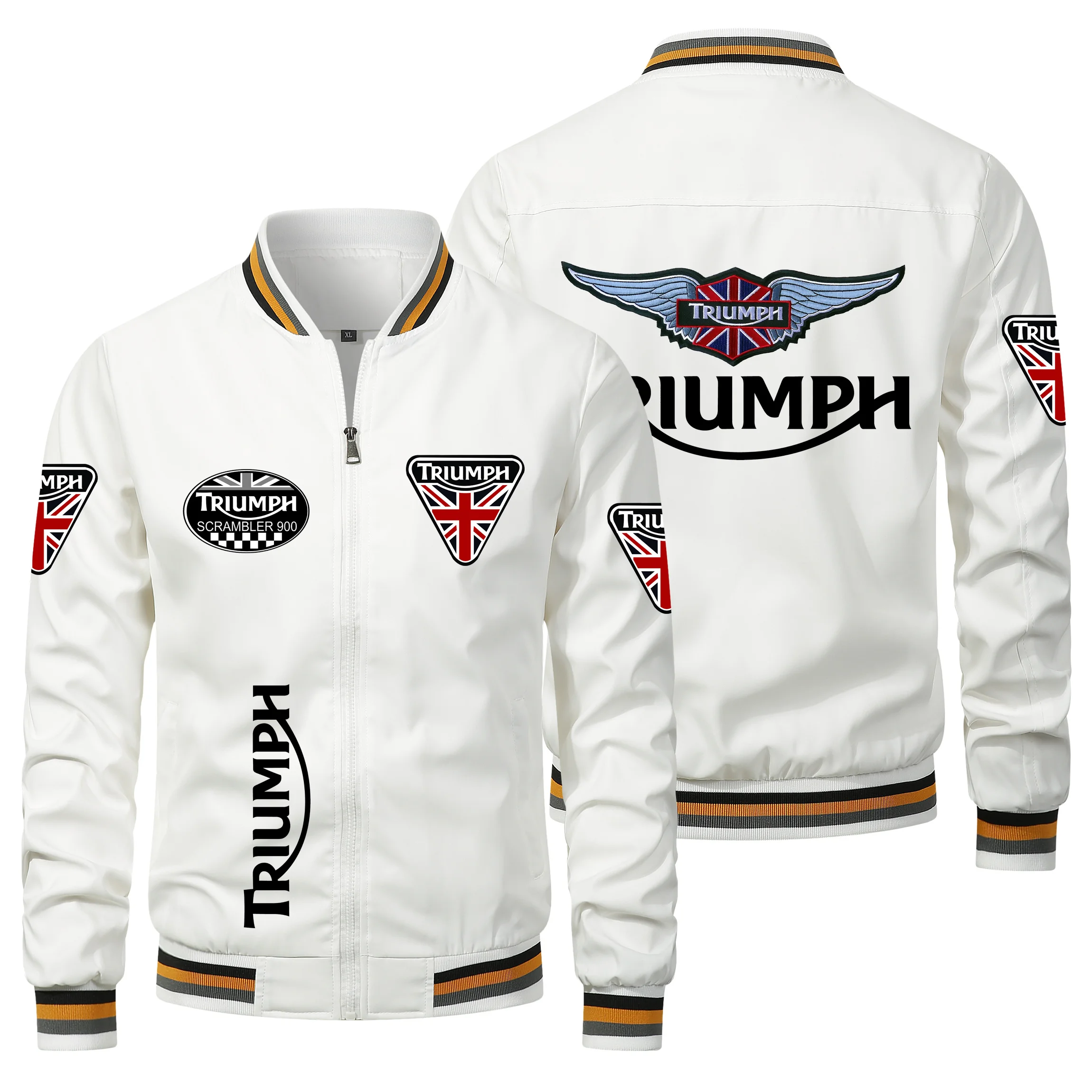Men Triumph Wing Logo Baseball Bomber Jacket Motorcycle Racing Biker Casual Zipper Windbreaker Male Autumn Long Sleeve Outerwear