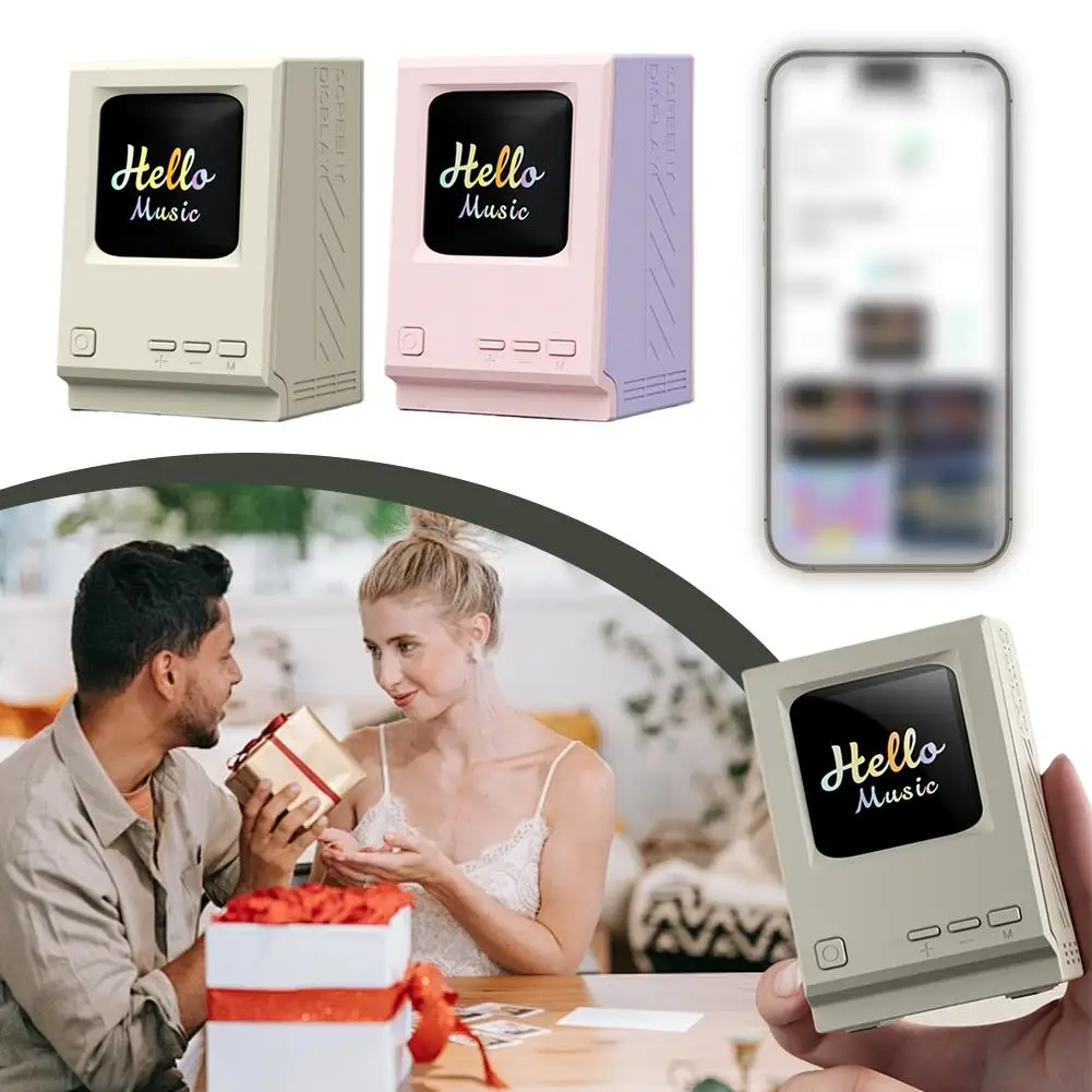 Nouveau rétro paroles Bluetooth haut-parleur alarme Mini horloge avec bricolage image Projection fonctionnalité dynamique paroles affichage haut-parleur