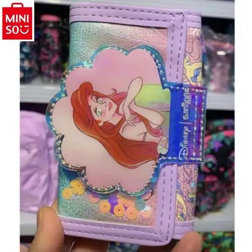 MINISO Disney sequin mermaid print crossbody bag with large capacity, lightweight and fashionable backpack for students