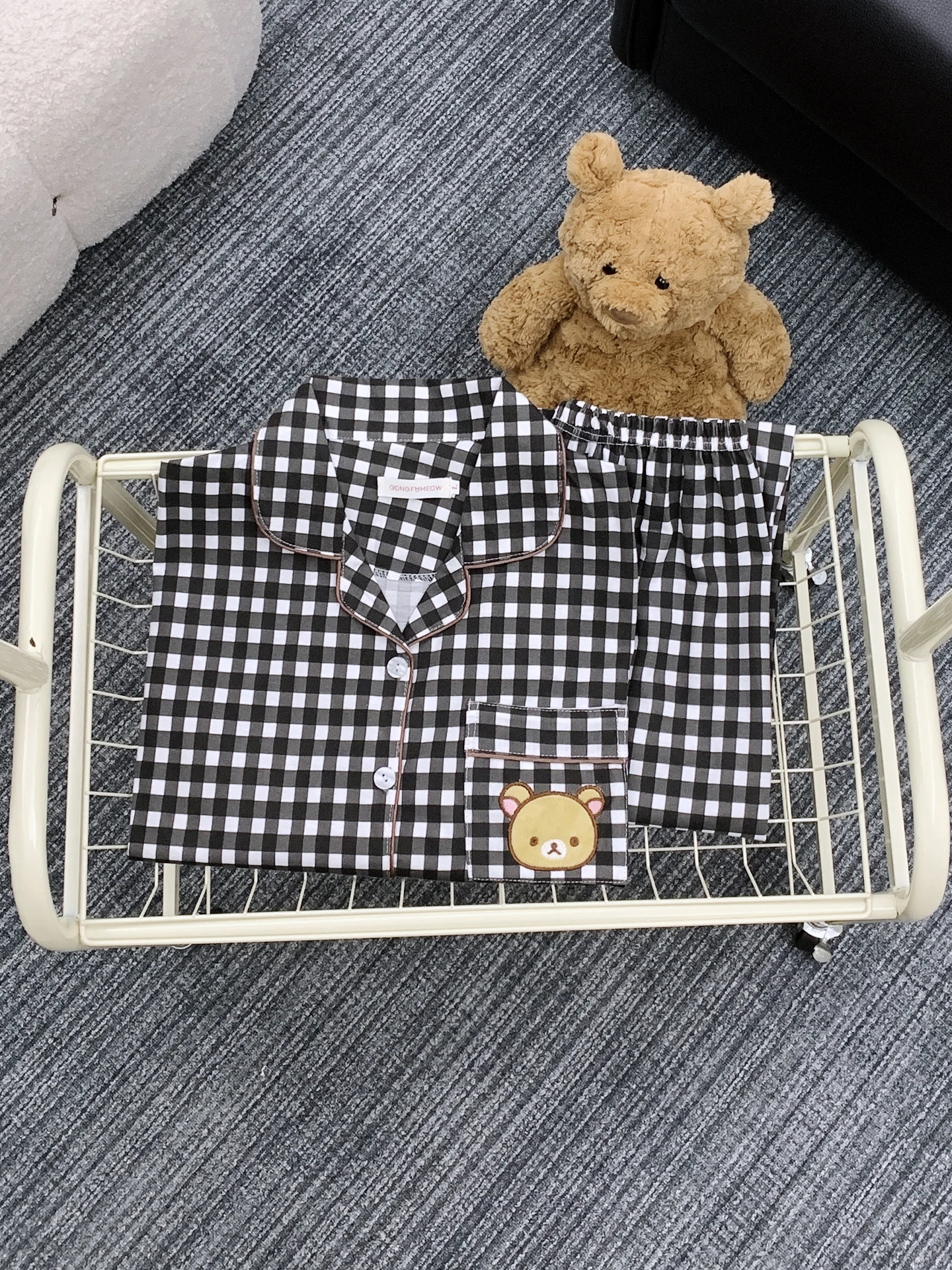 

Cute Bla Plaid Bear Couples Pajamas Long Sve Cotton Home Clothes Set for Men Spring Autumn New Sle Cartoon Print Sp...