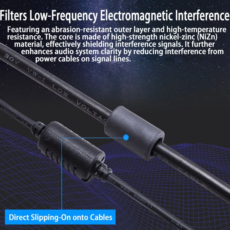 Colonna Magnetica in Ferrite Ni-Zn Serie RH - Nucleo di Soppressione Rumore ad Alta Frequenza per Sistemi Audio e Strumenti Medici