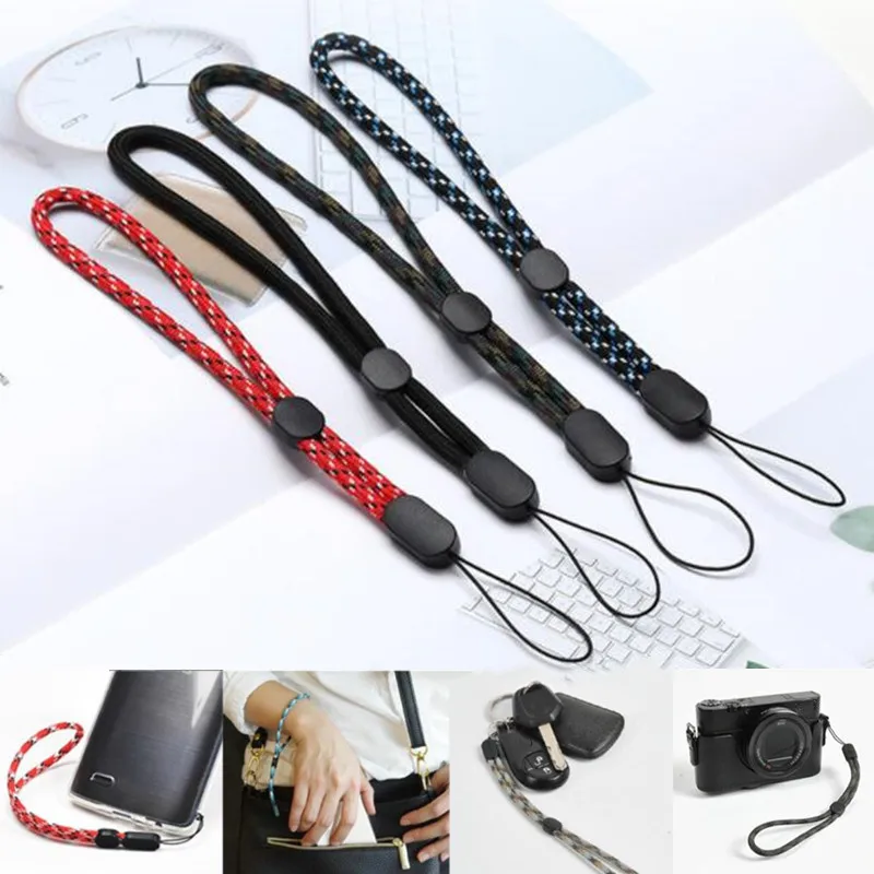e cordão de pulseira de pulso, alças de pulso de nylon ajustáveis, corda de chaveiro para suporte de capa de celular, câmera, USB, crachá