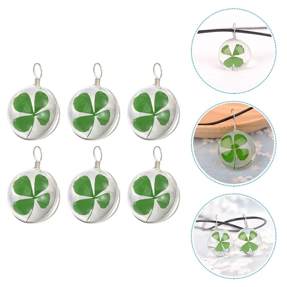 

6Pcs Glass Dried Pendants DIY Necklace Earrings Keychain Charms Jewelry Making Supplies Accessories Keychain Charms