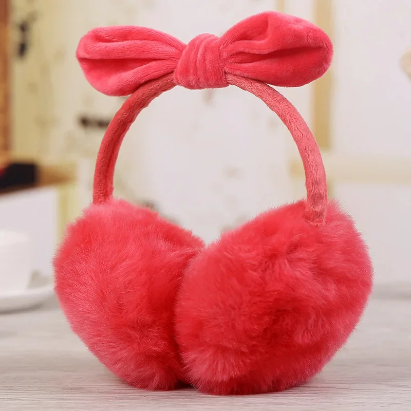 Cute Rabbit Ears Bowknot Earmuffs for Ladies Winter Imitation Rabbit Fur Super Large Ear Warmer Earmuffs Cover Headband