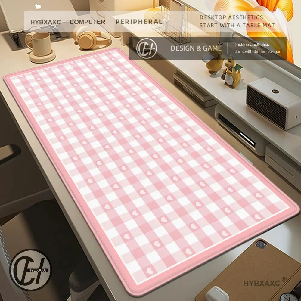 Checker pattern Simplicity Gaming Mousepad 90x40cm Keyboard Mat Table Mat Students Gamer Desktop Mousepad Pink Heart Mouse Pad