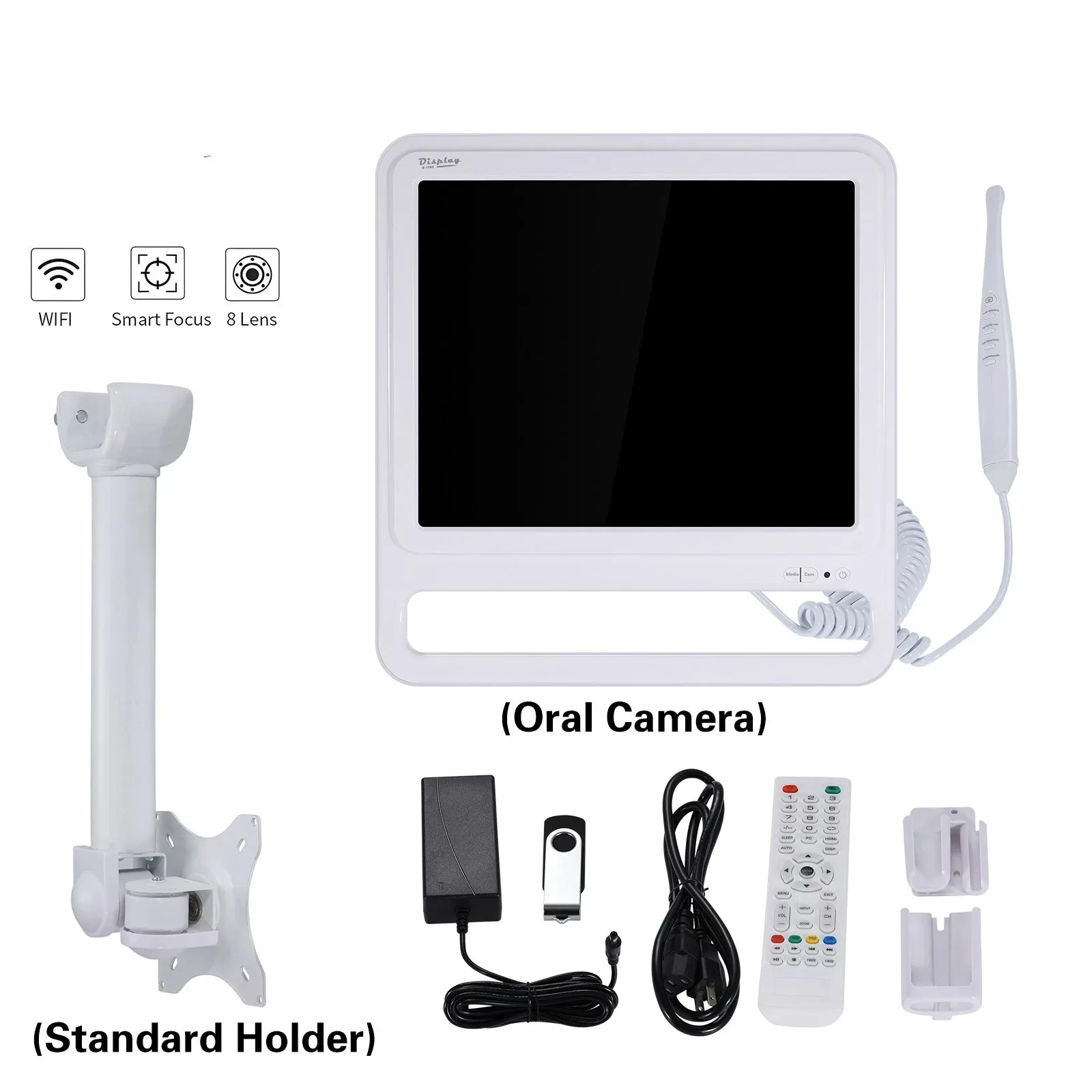 Dental Intra Oral Camera 8 LED High-definition macro lens +17inch LCD screen