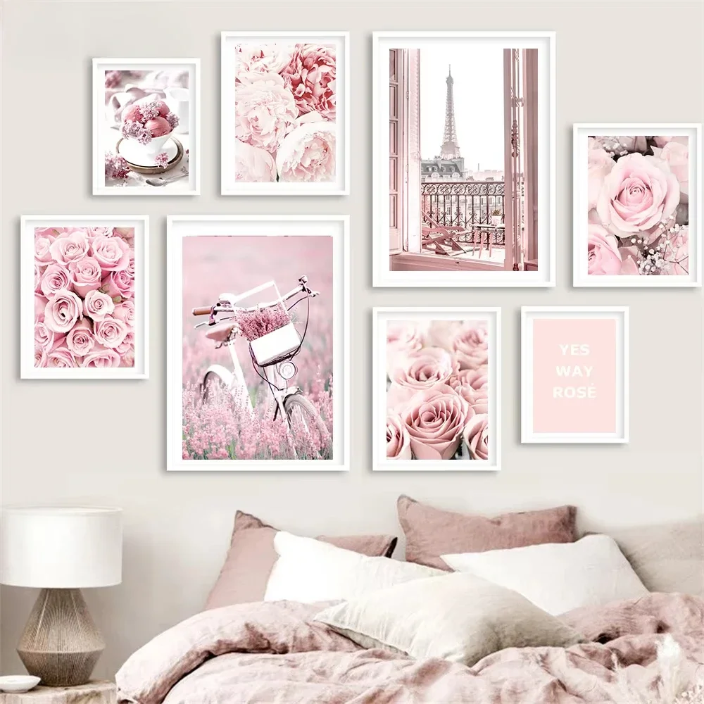 

Pink Flower Paris Tower Car Peony Ice Cream Cake Poster Bicycle Canvas Painting Nordic Wall Art Print Pictures Living Home Decor