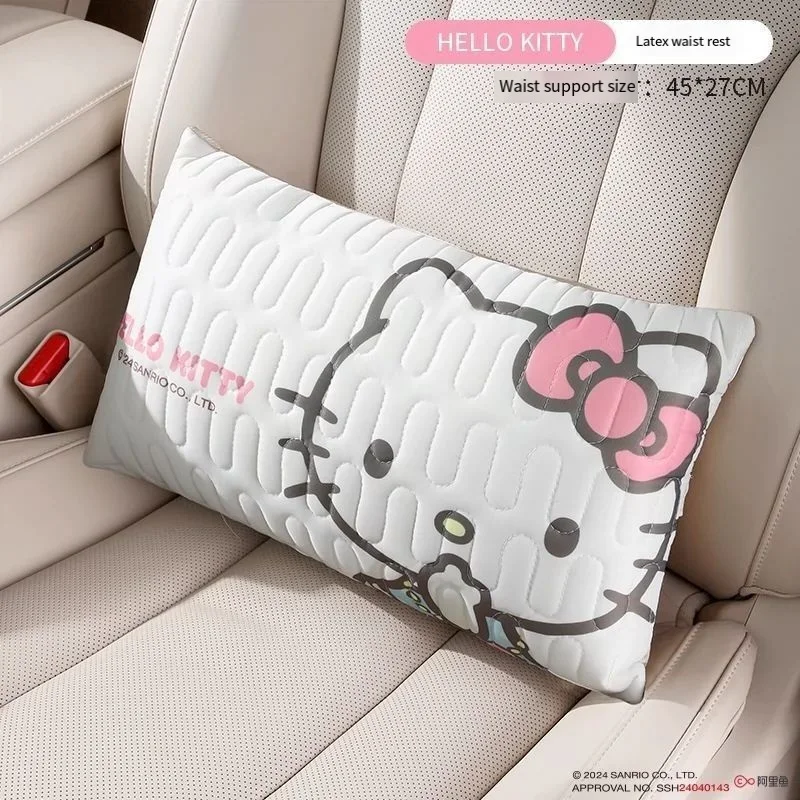 Sanrio Kawaii Hello Kitty Anime Car Interior Decoration Car Headrest Car Lumbar Pillow Car Seat Belt Cover Universal Rest Cute