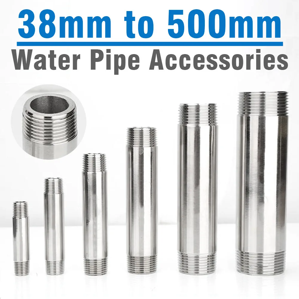 

1Pcs 304 Stainless Steel Threaded Extension Pipe 1/2" 3/4"1" BSP Length 38mm to 500mm