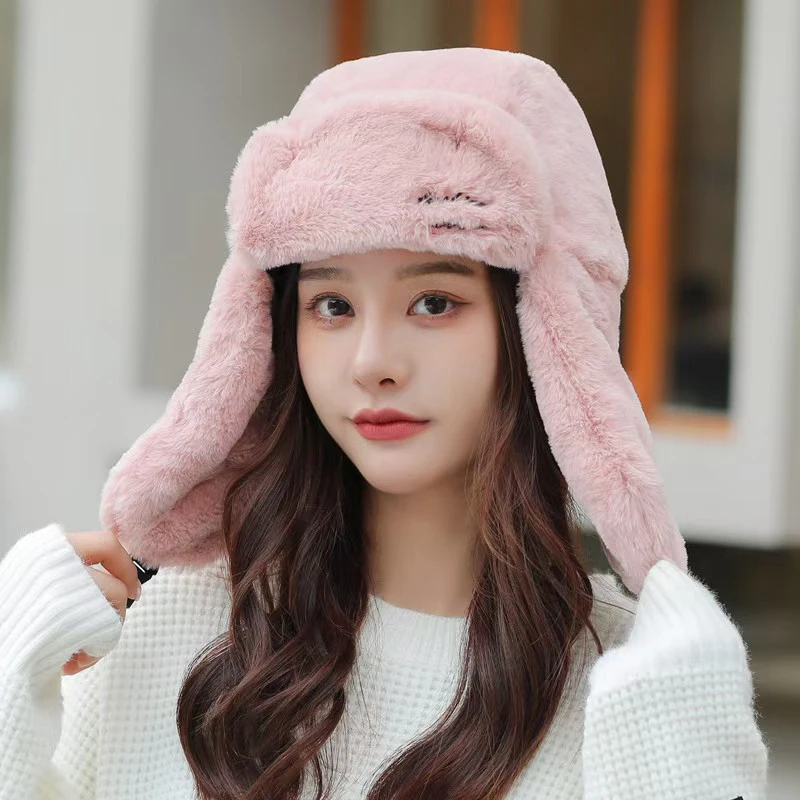 

Women's Winter Thickened Warm Beanie Caps Outdoor Earflap Hat Adjustable Women's Trend Hat Cycling Cap