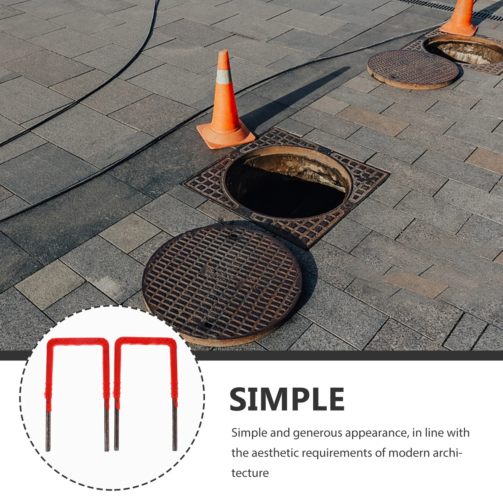 2 Pcs Manhole Ladder for Different Types of Well Municipal Construction Sturdy Step Carbon Steel Steps Water