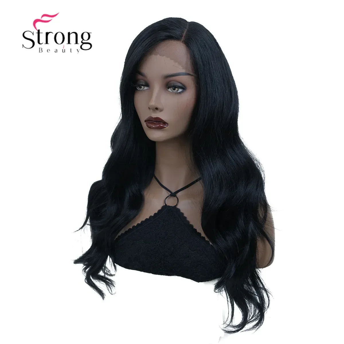 StrongBeauty Lace Front Wigs for Women Natural Long Wavy Hair Ombre Wig Blonde/Black Synthetic Heat Resistant Fiber