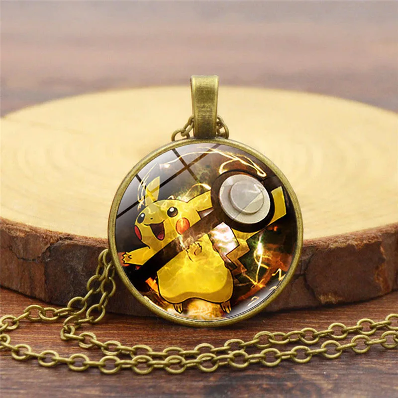 Anime Pokemon Pikachu Necklaces for Boys Girls Cartoon Figure Necklace Men Women Sweater Chain Kawaii Jewelry Children Gifts