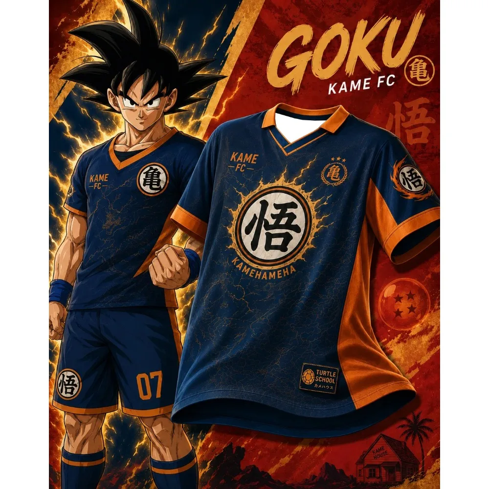 2026 New KAME-FC Dragon Ball Goku Black and Red Short Sleeve Collar Business Polo Shirt Men's T-shirt Oversized Sports Jersey