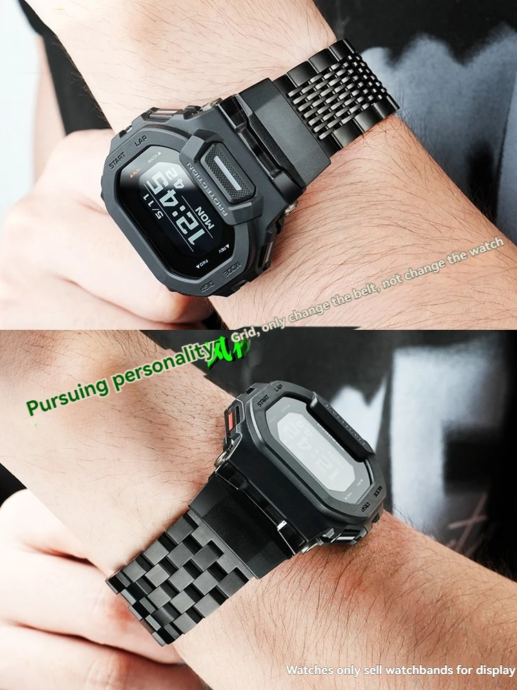 Pulseira de relógio de aço inoxidável GBD-200 para casio G-SHOCK GD-200-1 A preto e GBD-200RD-4, pulseira de metal, pulseira esportiva à prova d'água