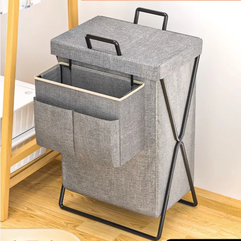 

Large Capacity Foldable Cotton And Linen Dirty Clothes Basket Waterproof And Moisture Proof Portable Storage Basket With Lid