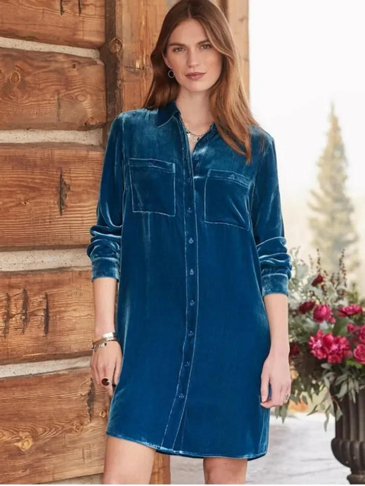 

Autumn Winter New Women's Canary Shirt Long Sleeved Dress Fashion Everything Loose Casual Elegant Knee Length Shirt Skirt Female