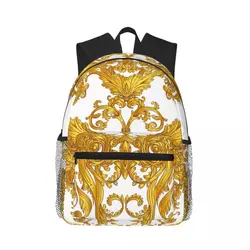 Golden Baroque Laptop Bookbag Computer Bag Hiking Travel Daypack for Women Men