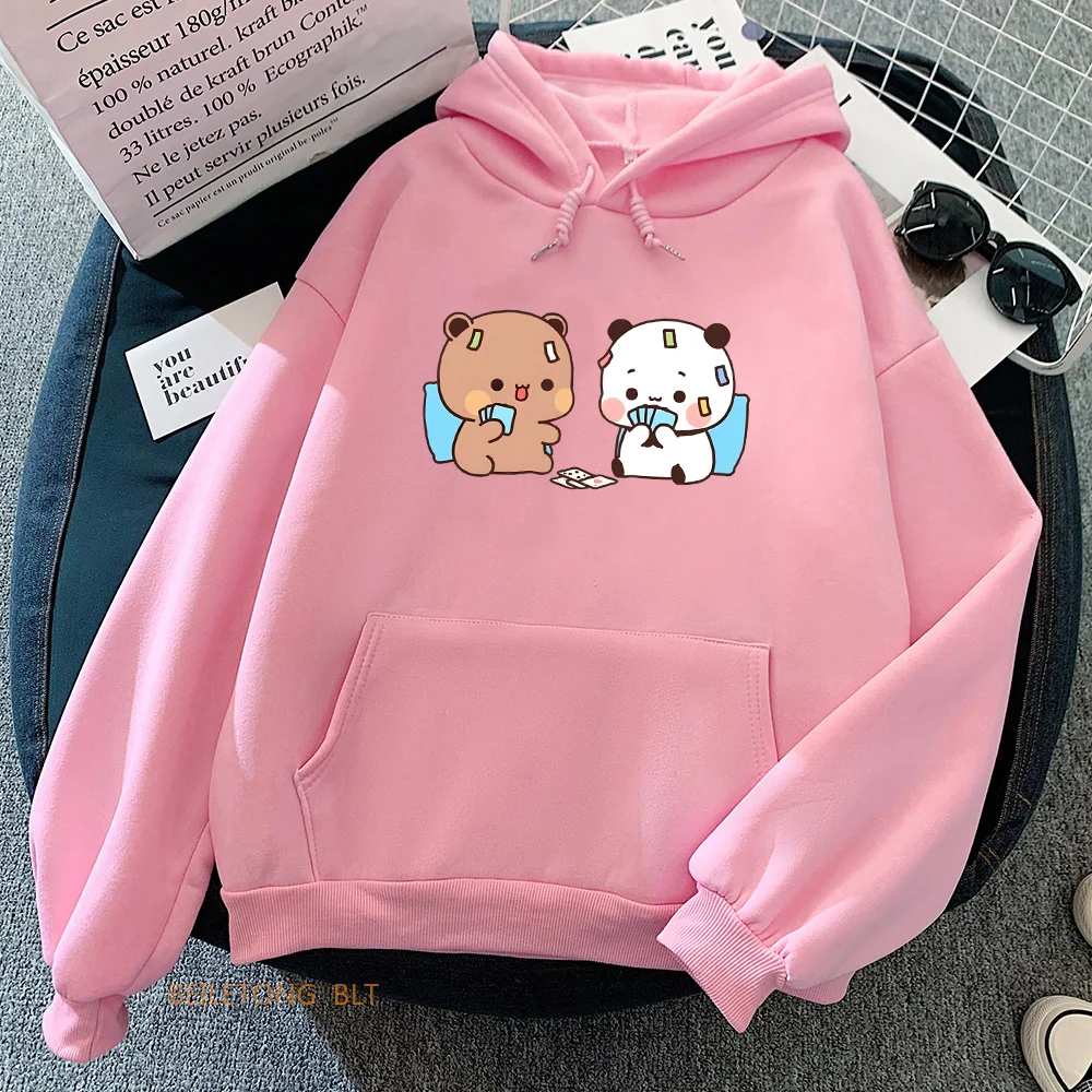 Panda Bear Bubu Dudu Sweatshirts Women/Men Long Sleeve Cartoon Hoodies Casual Winter Fleece Warm Pullovers Kawaii Printing Hoody