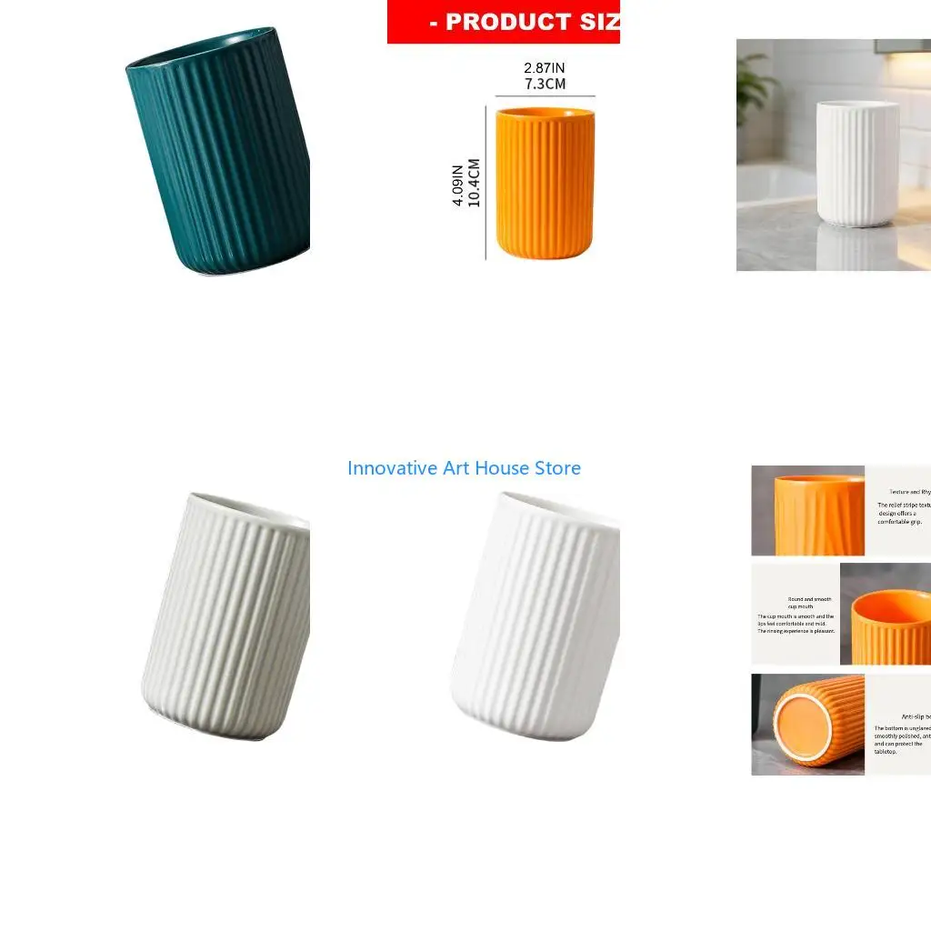 E1PC Ceramic Rinse Cup for Sink Side Brushing and Bathroom Counter Use