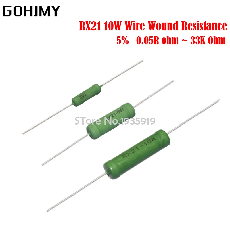 

5 шт. RX21 6 Вт 10 Вт сопротивление обмотке проволоки 5% 1R 10R 100R 1K 10K 12K 15K 18R 20R 22R 24R 27R 30R 33R 36R 0,01R 0,05R 0,1R 0,12R